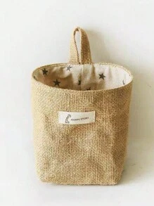 1pc Linen Storage Hanging Bag, Wall Mounted Door Back Organizer Pouch For Bathroom, Desktop, Clutter,Basket,Gift Basket,Basket For Gifts,Wall Basket,Mini Velvet Basket,Storage And Organizer Bins,Makeup Basket,Living Room,Room Basket,Rope Plant Hangers, Wood Rattan Geometric Baskets, NaturalMix Metal Frame Accents For Coastal Garden Decor