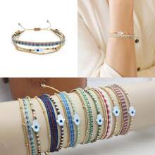 Colombia Style Woven Multi-Layered Bracelet, Minimalist Design With Beads, For Women, Spring & Summer