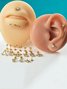 1PC Stainless Steel 20G Gold Plated Cz Labret Lip Ring Threadless Crystal Cluster Ear Cartilage Tragus Helix Daith Piercing Jewelry