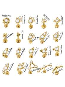 1PC Stainless Steel 20G Gold Plated Cz Labret Lip Ring Threadless Crystal Cluster Ear Cartilage Tragus Helix Daith Piercing Jewelry