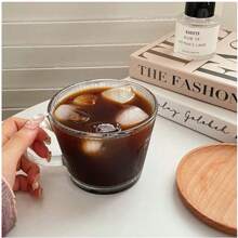 1pc High-Quality Vertical Stripe Handle Glass Cup, Transparent Drinking Glass For Water, Milk, Coffee, Home & Office Use - Multicolor - View 8