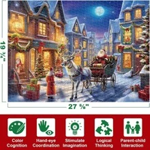 Puzzle Advent Calendar 2024 - Christmas Advent Calendar 2024, Advent Calendar Puzzle 1008 Pieces, 24 Days Christmas Countdown Advent Calendar 2024, Santa Claus Puzzle For Adults - 紅色 - 查看 3