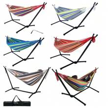 2 Person With Carrying Black Case Portable Hammock With Stand Outdoor Patio - Colourful - View 2