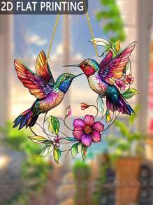 1 Stück elegante Acryl-Kolibri Fenster-Hängedekoration, 2D flache Acryl-Kolibri Sonnenfänger, einzigartiges Geschenk, Feiertags-Raumdekoration, Wanddekoration, Outdoor Garten-Deko