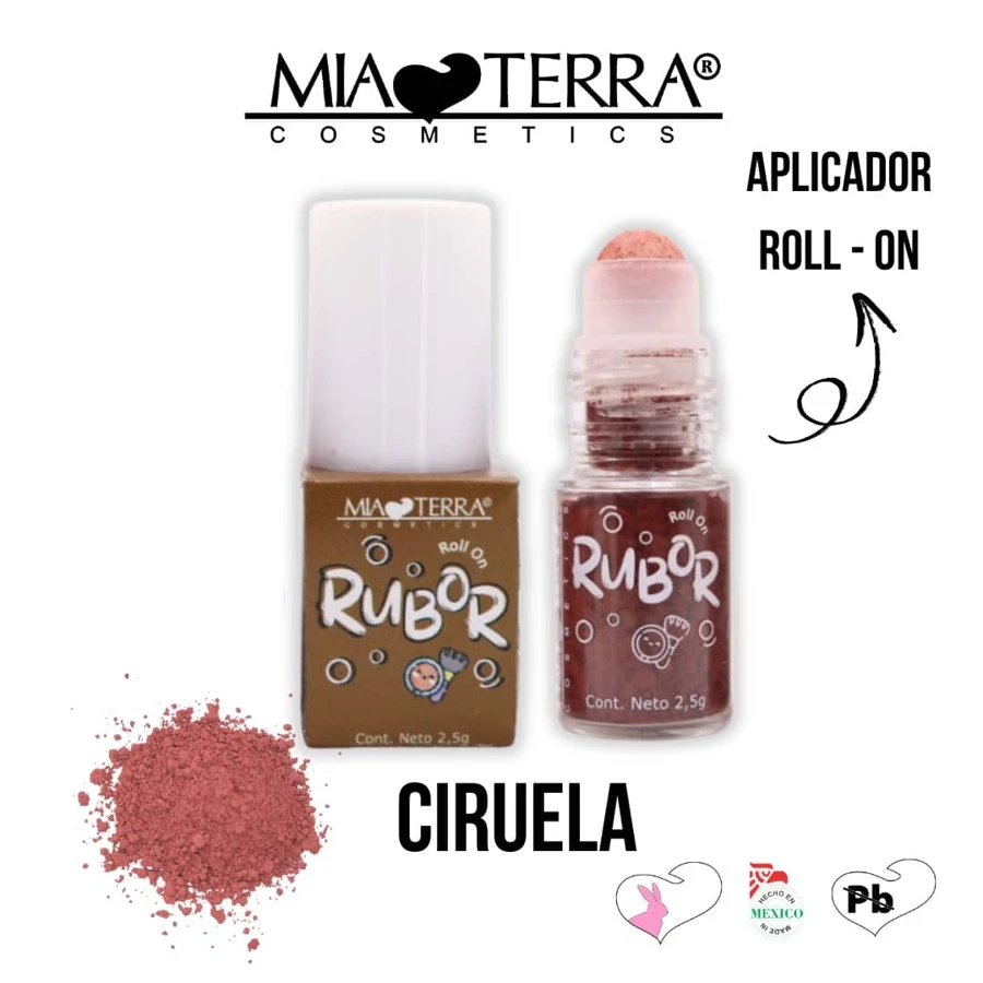 MIA TERRA COSMETICS - RUBOR EN POLVO CON APLICADOR ROLL ON