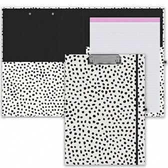 1pc Assorted Cute Clipboard File Folder With Refillable Notepad, Subtle Clip And Internal Storage Pocket, Suitable For Students, Office, School, Nurses, A4 Size Foldable Clip,Back To School,School Supplies