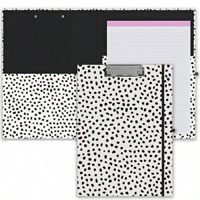 1pc Assorted Cute Clipboard File Folder With Refillable Notepad, Subtle Clip And Internal Storage Pocket, Suitable For Students, Office, School, Nurses, A4 Size Foldable Clip,Back To School,School Supplies