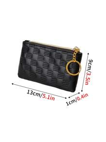 1pc Women's Small PU Leather Wallet Fashionable Diamond Pattern Multipurpose Coin Purse Gifts For Women