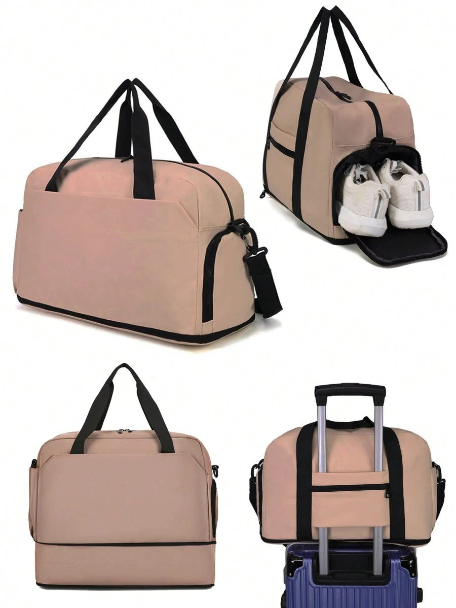 Hand-Held Travel Bag, Large Capacity, Expandable, Dry And Wet Separation Fitness Bag, Men And Women, Independent Shoe Compartment, Sports Short-Distance Travel Bag - Khaki - View 1