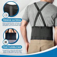 Back Brace Lumbar Support Belt With Suspenders, Adjustable Back Support Belt For Men & Women, Work Back Brace For Moving Construction Warehouse Heavy Lifting Gym Gym Accessories Fajas Lumbares - Black - View 6