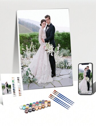 Customized Digital Oil Painting Photo Set Wedding Home Decoration Multi-Size Handmade Christmas Valentine's Day Birthday Gift Valentine's Day Gift Full Set Of 24 Colors With Frame Free 2 Sets Of Brushes Home Decoration Art Hobby (Please Provide Clear Photos),Multi-Functional,Durable,Ornamental,Reusable,Exquisite,Stylish,High-Quality,Colorful,Modern,Custom,Personalized,Unique,Home Refresh