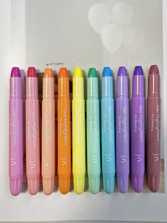 Funfull 10pcs Pastel Gel Highlighters, 10 Assorted Colors Bible Highlighter Markers Journaling Supplies, No Bleed Through For Highlighting Journal School Office Back To School