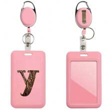 Cartoon Letter Card Sleeve ID Card Bus And Subway Access Work Permit Card Sleeve Staff Employee Pass Keychain With Retractable Rope For Work Id Card Dual-Sided Work Badge Holder - Pink - View 19