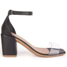 Women's Sandals With Transparent Strap And High Heel Charm - 黑色 - 查看 3