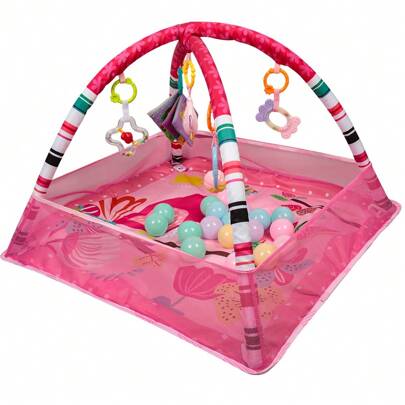 Baby Spielmatten Bodenturngeräte von Geburt an, 18 Bälle, 5PCS Hängespielzeug, weiche Baby Play Activity Gym Spielmatten Bodenturngeräte für 0-24Monate