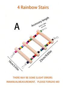 1 件彩色鹦鹉爬梯，多种长度可选（23 厘米、28 厘米、35 厘米、40 厘米、45 厘米），可弯曲不易破碎木梯，鹦鹉玩具，鸟类用品，鸟笼配件（颜色随机） - 彩色 - 查看 12
