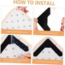 4/20/40 PCS Rug Tape, Reusable Washable Carpet Tape, Double Sided Non-Slip Rug Pads For Hardwood Floors, Rug Stoppers For Area Rugs, Black - Black - View 5