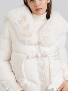 Women's Casual Thick Cotton Padded Coat With Fur Collar, Winter