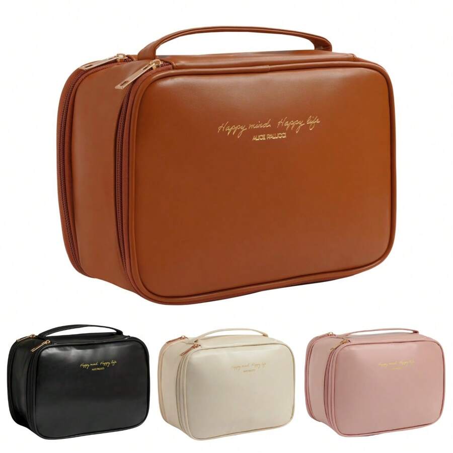 Makeup Organizer Travel Suitcase Jewelry Holder Toiletry Bag - 駝色 - 查看 1