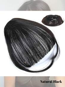 合成自然额头假刘海空气刘海假发女款真人漫画齐刘海隐形假发合成空气刘海假发女式迷你假刘海黑棕色假发接发 - 黑色 - 查看 15