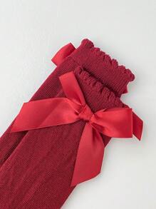 3 双新生儿至幼儿女婴纯色袜子 - 舒适及膝设计，适合全年穿着