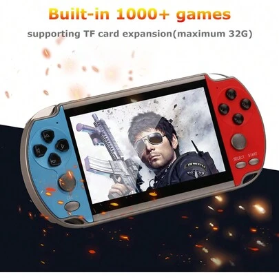 Consola de Videojuegos X7 de 4,3 Pulgadas, Reproductores de Juegos portátiles, Memoria de 8GB integrada en 1000 Juegos, Controlador de Juegos MP5, Salida de TV