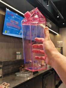 1 pièce, Bouteille d'eau de conception de carton de lait carré transparent, avec 39 couleurs ou motifs différents, 500 ml/750 ml/1 L, réutilisable, convient pour les sports, les sports de plein air, les voyages, l'école, , cuisine et restauration, lavage à la main uniquement - Multicolore - Voir 25