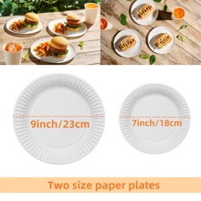 10/20pcs White Paper Plates - 7/9inch Cake Plates, Disposable Uncoated Party Plates, Snack Salad Plates Serving Tableware,Paper Plates For Crafts, For Dinner, BBQ, Outdoor, Picnic And Dessert ﻿- Round/Square - White - View 2