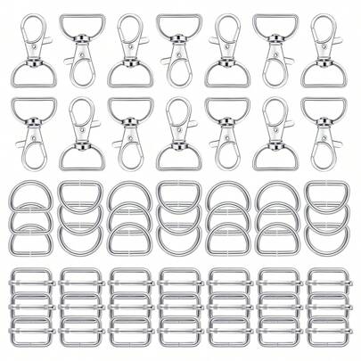 60 件 1 英寸旋转龙虾扣和 D 形环套装、钥匙扣 DIY 五金配件、包袋滑扣、宠物牵引绳夹、挂绳带和缝纫项目、360 度平滑运动设计