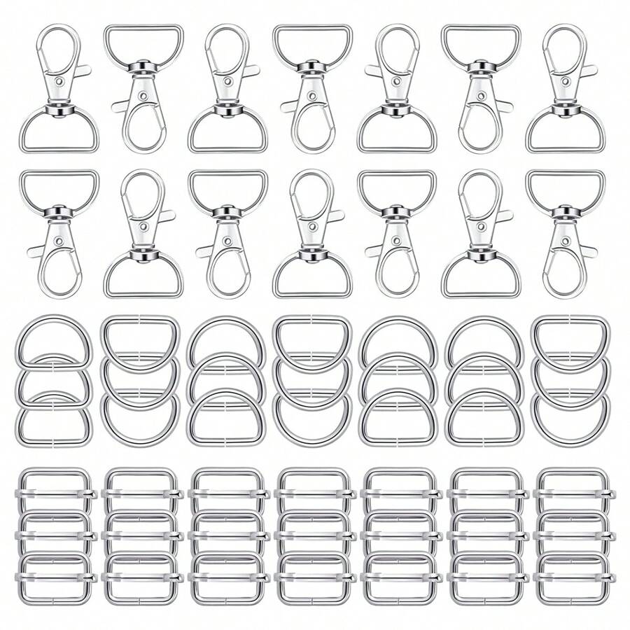 60 pièces Mousquetons pivotants de 1 pouce et jeu d'anneaux en D, accessoires de quincaillerie pour porte-clés DIY, boucles coulissantes pour sacs, laisses pour animaux de compagnie, sangles de tour de cou et projets de couture, conception à mouvement fluide à 360 degrés