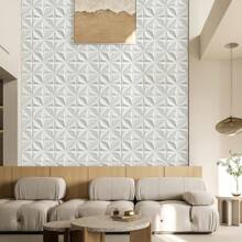 Aadesh 3D PVC Plastic Wall Panels, Suitable For Interior Wall Decoration, Waterproof And Heat-Resistant, With Grooved Texture. Ideal For Living Rooms, Halls, Bedrooms, Hotels, Offices, Game Rooms, And TV Accent Walls. 30cm * 30cm (Includes Installation Accessories). - S106 trắng - Xem 4