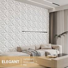Aadesh 3D PVC Plastic Wall Panels, Suitable For Interior Wall Decoration, Waterproof And Heat-Resistant, With Grooved Texture. Ideal For Living Rooms, Halls, Bedrooms, Hotels, Offices, Game Rooms, And TV Accent Walls. 30cm * 30cm (Includes Installation Accessories). - S106 trắng - Xem 8