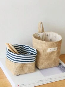 1pc Linen Storage Hanging Bag, Wall Mounted Door Back Organizer Pouch For Bathroom, Desktop, Clutter,Basket,Gift Basket,Basket For Gifts,Wall Basket,Mini Velvet Basket,Storage And Organizer Bins,Makeup Basket,Living Room,Room Basket,Rope Plant Hangers, Wood Rattan Geometric Baskets, NaturalMix Metal Frame Accents For Coastal Garden Decor