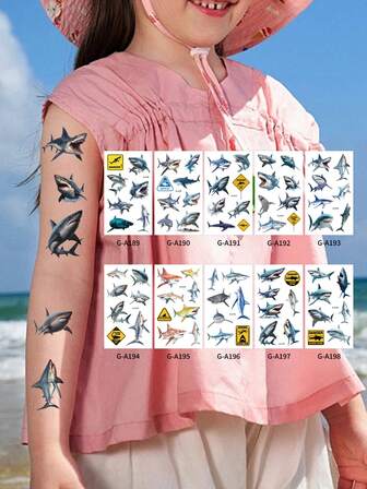 Shark Temporary Tattoo For Kids Tattoo Stickers Costume Accessories For Ocean Sea Shark Themed Shower Birthday Party Favor Supplies Decor For Boy Girls Party Bag Filler