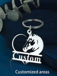 1PC Personalized Stainless Steel Horse Keychain - Custom Lettering, Unique And Non-Colliding Gifts - Multicolor - View 1