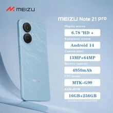 هاتف ذكي MEIZU Note 21Pro, نظام أندرويد 14، معالج هيليو G99 قوي، 8+256 جيجابايت، شاشة 6.78 بوصة HD+ مبهرة، كاميرا ثلاثية 64 ميجابكسل، 120 هرتز من الحركة الدائمة، بطارية 4950 مللي أمبير لطاقة لليوم كامل، شحن سريع 30 وات، إتصال ثنائي شرائح، NFC، شاحن 4G، مواصفات أوروبية