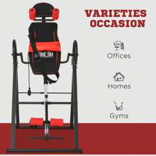 HOMCOM Gravity Inversion Table W/ Belt Adjustable Hand Stand Home Back Stretcher Machine For Muscle Pain Relief, Red - Red - View 5