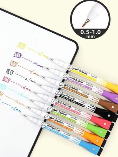 8pcs/2pcs Whiteboard Markers, Erasable Water-Based Pens With Magnetic Whiteboard Eraser, Brush Tips (1-2mm Refill) Back To School