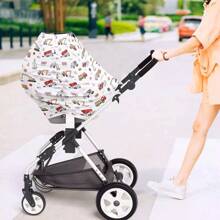 1pc Farmhouse Style Printed Multipurpose Baby Car Seat Cover, Stroller Cover, Nursing Cover, Basket Cover