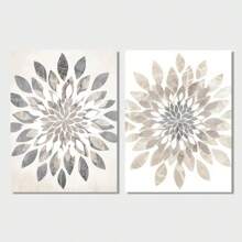 2pcs/Set Frameless Canvas Poster Of Dahlias In Bloom In Neutral Tones - Great Art Wall Decor For Home And Office - Multicolor - View 9