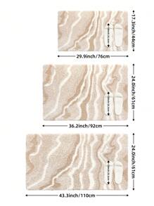 DAJIANG 1pc Geometric Simple Fluffy Bathroom Mat Rug, Quick Absorbent Bath Rug, Ultra Soft Microfiber Bathroom Runner, Anti-Slip TPR Backing, Machine Washable, For Living Room, Vanity, Bathtub, Shower, Sink, Laundry, Khaki, Plush & Thick Entryway Decor Bathroom Kitchen Decor - 彩色 - 查看 2