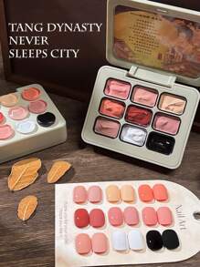 9-Colors Tang Dynasty Never Sleeps City Patting Glue Smudge Canned High Saturation Popular Semi-Solid Nail Polish Glue Nail Salon For Christmas Diy - Nhiều màu - Xem 3