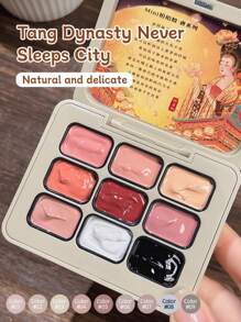 9-Colors Tang Dynasty Never Sleeps City Patting Glue Smudge Canned High Saturation Popular Semi-Solid Nail Polish Glue Nail Salon For Christmas Diy - Nhiều màu - Xem 4