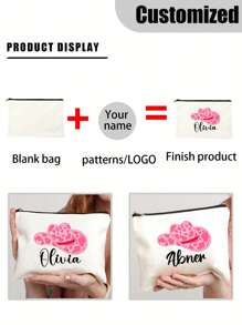 Customized Cowgirl Name Makeup Bag - Bachelorette Party Gift, Lightweight And Durable Polyester Zipper Cosmetic Bag, Convenient For Travel And Storage - Beige - View 5
