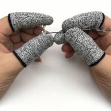 10pcs Anti-Cut Finger Sleeves - Labor Protection For Kitchen, Work, Sculpture - Slip-Resistant And Reusable Finger Cots - Black - View 1