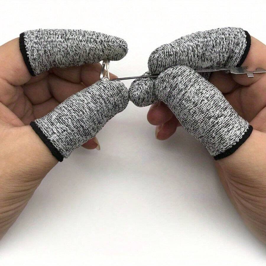 10pcs Anti-Cut Finger Sleeves - Labor Protection For Kitchen, Work, Sculpture - Slip-Resistant And Reusable Finger Cots - Black - View 1