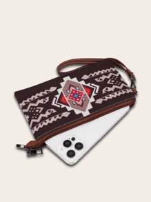 2 件套波西米亚复古风格包包套装包括女士手提包和带钱包的手提包 - 咖啡棕 - 查看 8