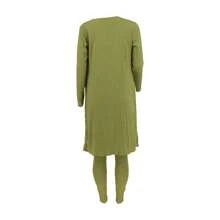 Casual Ribbed 3-Piece Set, Crop Top+High Waisted Drawstring Pants+Long Cardigan, Women's Clothing - màu xanh lá - Xem 4