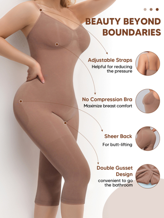 Women Low Back One Piece Jumpsuits Tummy Control Workout Full Length Casual Shaperwear Bodysuit