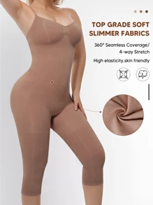 女士露背连体裤，带收腹功能，休闲运动吊带背心搭配七分紧身裤，夏季款 - 棕色 - 查看 3